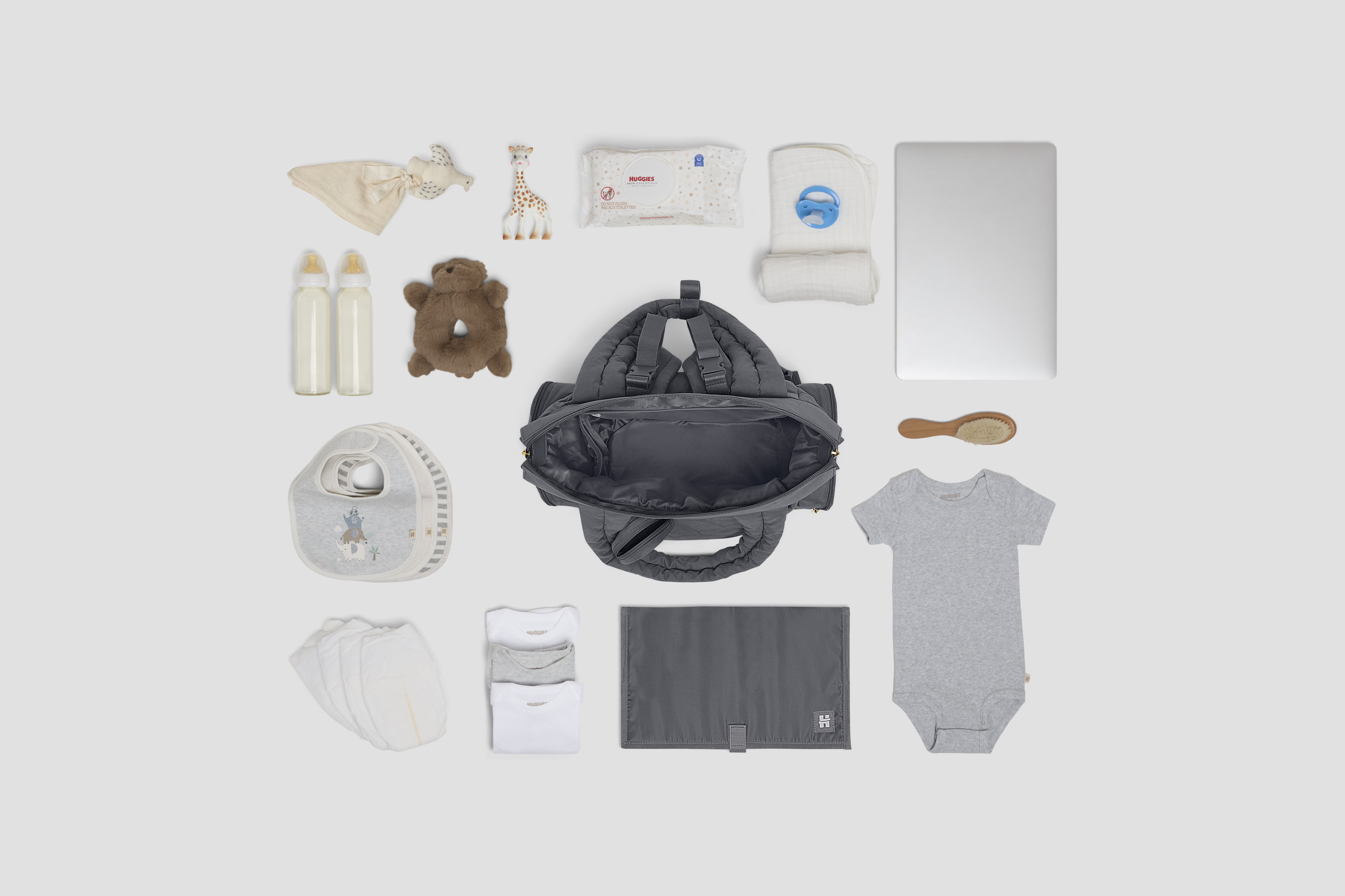 Huggies Cozy Hugg Pack Diaper Bag, Quiet Shade, Gray