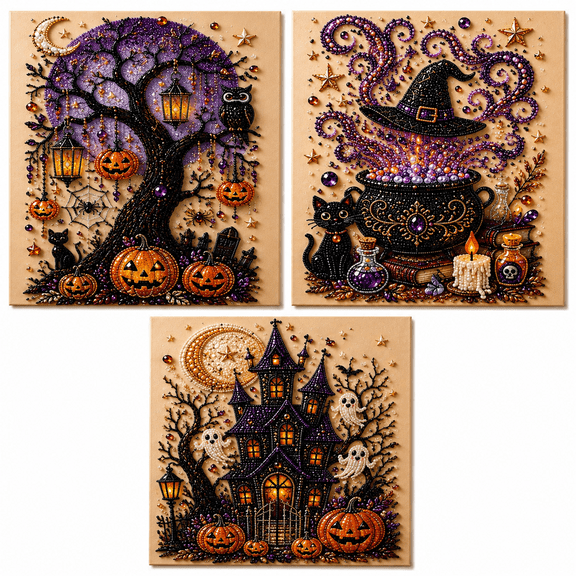Halloween Pearl Diamond Art Kits for Adults | Halloween Cauldron Pearl Art Kits for Adults, 3D Pearl Diamond Painting Kit, Pearls Art Gem Crafts for Home Wall Decor