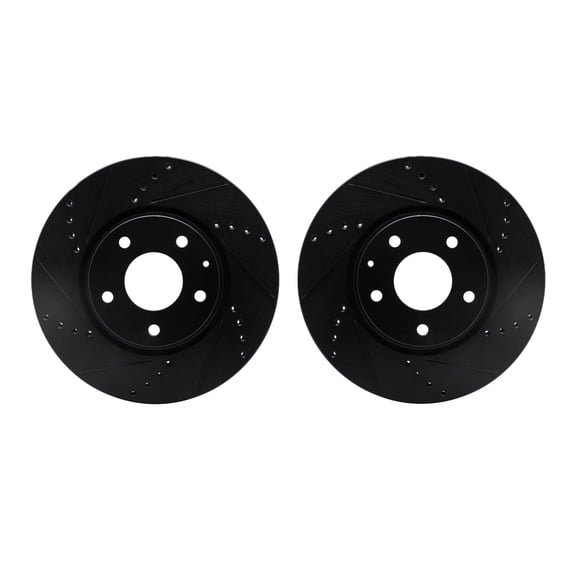 Dynamic Friction Company Front Brake Rotors-Drilled and Slotted-Black 8002-80027