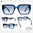 thumbnail image 2 of Womens Rose Metal Button Gem Arm Rimless Rectangle Designer Fashion Sunglasses Blue - Smoke, 2 of 8