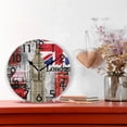thumbnail image 2 of GZHJMY Stylish London Big Ben Bus Painting Art Print Round Pattern Round Wall Clock, 9.5 Inch Battery Operated Quartz Analog Quiet Desk Clock for Home,Office,School, 2 of 6
