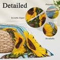 thumbnail image 2 of Spring Sunflowers Pillow Covers, Linen Long Throw Pillow Case, Yellow Floral Turquoise Farmhouse Wood Grain Holiday Pillow Protector Decorative Cushion Cover for Living Room/Bedroom 20" x 26", 2 of 8