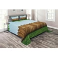 thumbnail image 1 of Ambesonne Rustic Quilted Coverlet 3 Pcs, Nature Yard Field Plank, Queen Size, Green Brown, 1 of 2