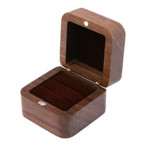 REGALWOVEN Wood Ring Box for Proposal, Engagement, Wedding, Ceremony, Jewelry Ring Box Storage Ring Holder Box Coffee 2*2*1.6in