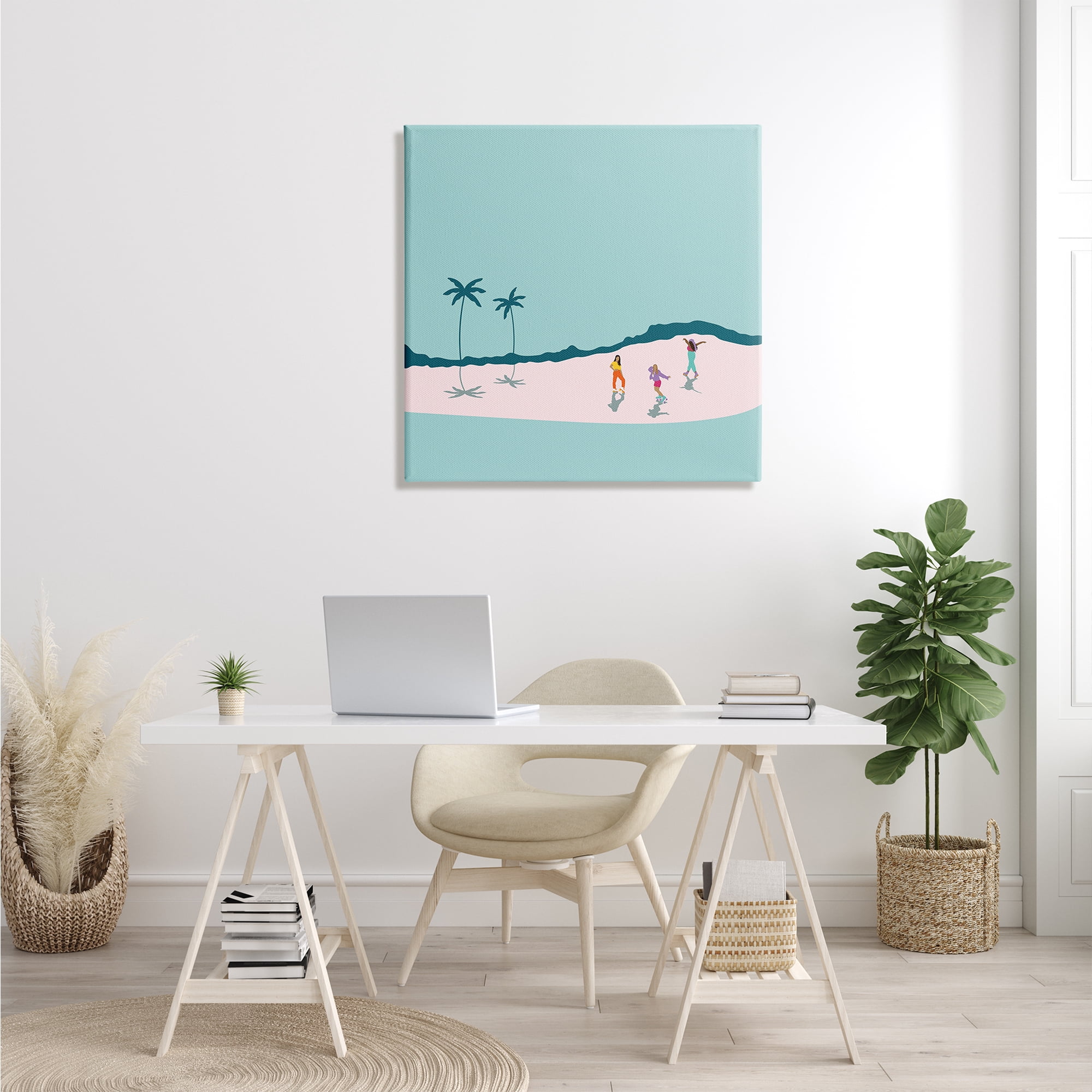 Stupell Industries Roller Derby Girls Minimal Tropical Coast Landscape, 30 x 30, Designed by Make Much Studios