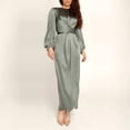 thumbnail image 4 of 2021 autumn cross-border new V-neck long sleeve split dress evening dress., 4 of 6