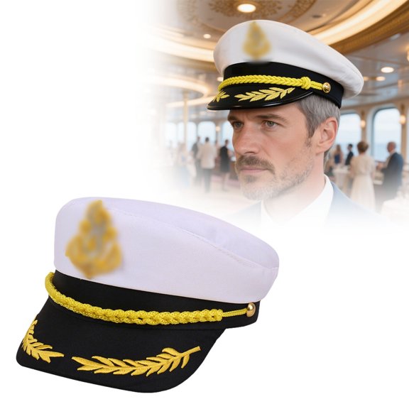 Sailor Hat Navy Cap Adjustable Yacht Boat Party Prop Marine Themed Accessory for Halloween Events