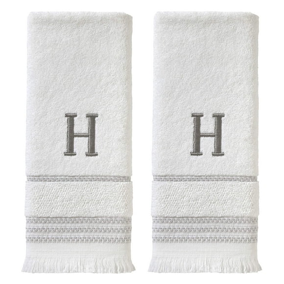 Toalla de mano SKL Home Casual Monogram, 100% algodón, 16 x 26 cm, color blanco