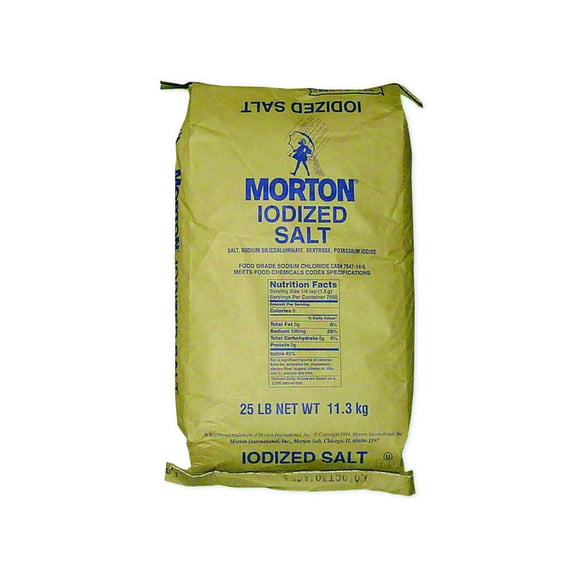 Morton Table Salt, Iodized, 25 Pound