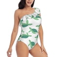thumbnail image 3 of Rateoe Sea Turtle Pattern Women One Piece Swimsuits Tummy Control One Shoulder Bathing Suits Ruffle Swimwear-XX-Large, 3 of 6