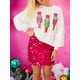 thumbnail image 4 of Sudadera de manga larga para mujer, informal, cálida, con cuello redondo, con lentejuelas y personajes de dibujos animados, para invierno, otoño, vacaciones de Navidad, 4 of 4