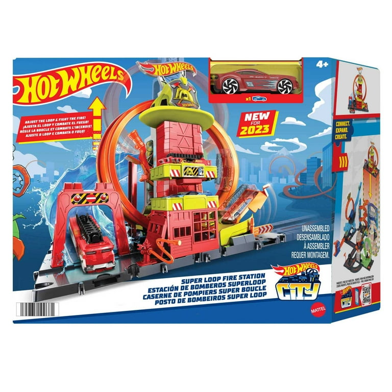 Hot Wheels City Super Loop Fire Station Playset with Garage