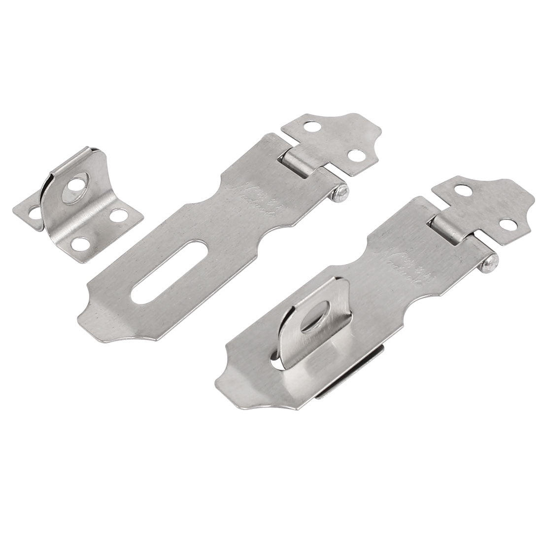 Unique Bargains Gate Door Stainless Steel Latch Padlock Hasp Staples 74mm/3" Length Home 2pcs