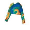 thumbnail image 5 of Seyurigaoka Women's Tie-dyed Crop T-shirt, Long Sleeve Round Neck Short Top, 5 of 6