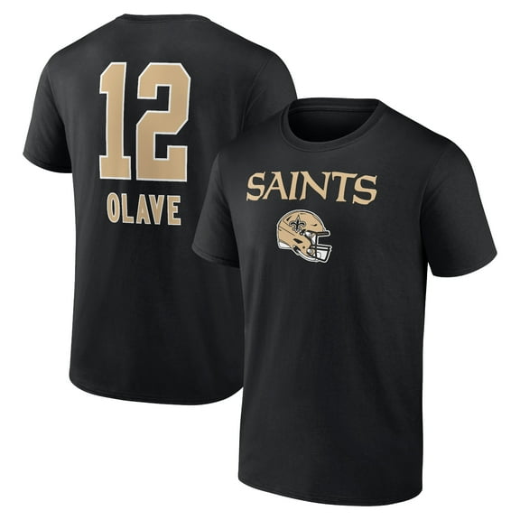Men's Chris Olave Black New Orleans Saints Team Wordmark Player Name & Number T-Shirt