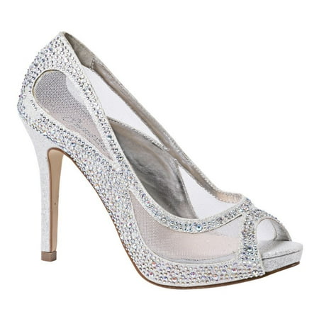 Sweetie's Shoes - Sweetie's Shoes Silver Sheer Mesh Beaded Kylie ...