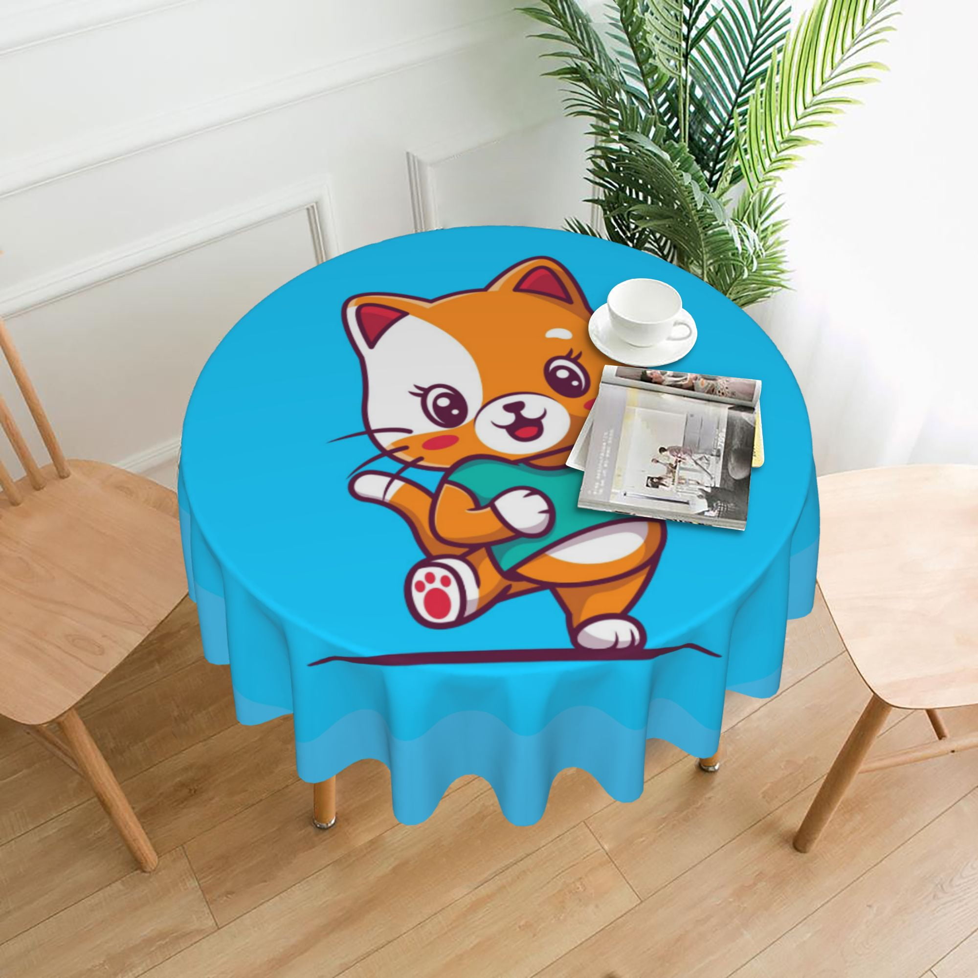 ZICANCN Round Table Cloths 60 Inch, Cartoon character\r\nCats Pet Table ...