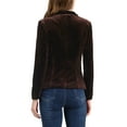 thumbnail image 4 of INSPIRE CHIC Women's Velvet Blazer Solid Color Shawl Collar One Button Wear-to-Work Suit Jacket XS Deep Brown, 4 of 8