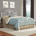 thumbnail image 2 of Rhapsody Complete Metal Bed and Steel Support Frame with Delicate Scrolls and Finial Posts, Glossy White Finish, Queen, 2 of 6