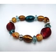 thumbnail image 5 of 3pc clip on multi colored beaded necklace, earrings and stretch bracelet set, 5 of 5