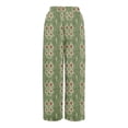 thumbnail image 3 of WTOBBY Women's Floral Print Wide Leg Pants with Deep Pockets, High Waist Drawstring Comfort Trousers for Casual and Outdoor Wear,Army Green L, 3 of 6