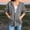 #0292-Gray, variant on Women's Oversized 3/4 Sleeve Zip Up Hooded Jacket Solid Color Drawstring Elastic Cuff Casual for Fall Winter