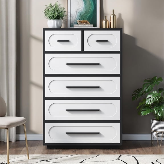 Cajonera, Cajonera para Recamara, Cómoda de 6 Cajones, Moderna Cómoda de Almacenamiento con Dispositivo Antivuelco, Clóset Almacenamiento con 6 Cajones 74.5 * 40 * 112CM