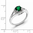 thumbnail image 3 of Sterling Silver Rhodium-Plated Diam. & Created Emerald Ring (Size 7) Made In India qbr11may-7, 3 of 3