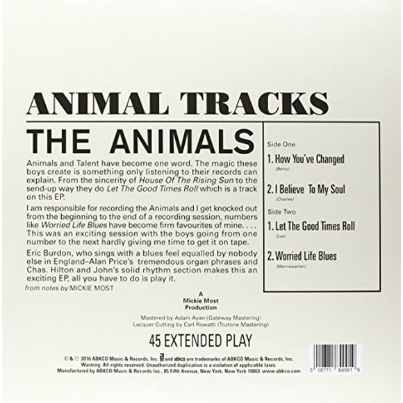 Animal Tracks (4Th Ep/ 4 Songs / 45Rpm )