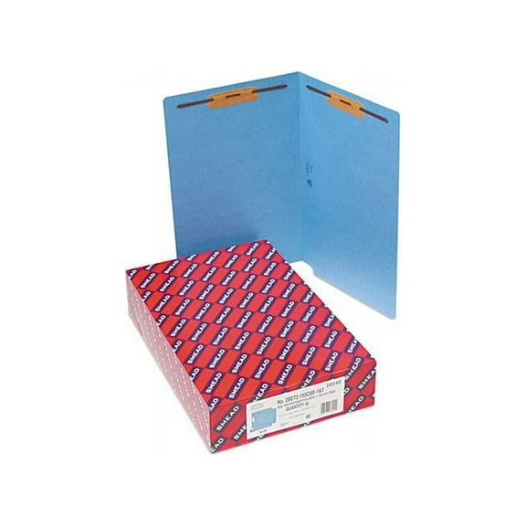 Smead 28040 Two-Inch Capacity Fastener Folders, Straight Tab, Legal, Blue, 50/Box