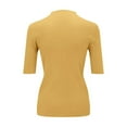 thumbnail image 6 of 2024 Women's Short Sleeve Knit Top Mock Turtleneck Slim Fit Ribbed Sweater for Casual and Business Comfortable Pullover Yellow M, 6 of 9