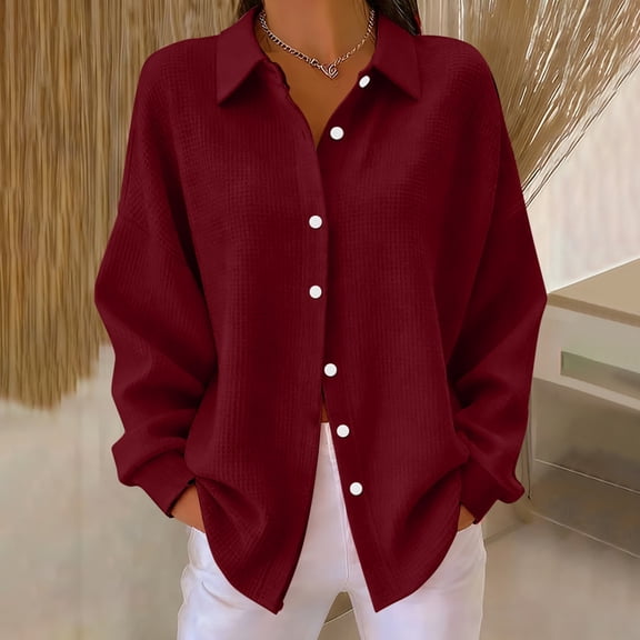 BILIKEYU Women's Warm Button Pocket Long Sleeve Soft Solid Color Shirt, Women Fall Clothes, Long Sleeve Shirts for Women, Button Down Shirts for Women