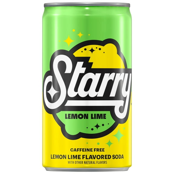 Starry Lemon Lime Soda Pop, 7.5 fl oz, 6 Pack Mini Cans