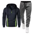 thumbnail image 2 of Brondbend Men Sweatsuits Sets Men Track Suits 2 Piece Set Long Sleeve Hoodie with Zipper Multiple Pockets Sweatshirt and Sweatpants Tracksuits Loose Fit Fall Winter Gym Workout Suits,Black, 2 of 3