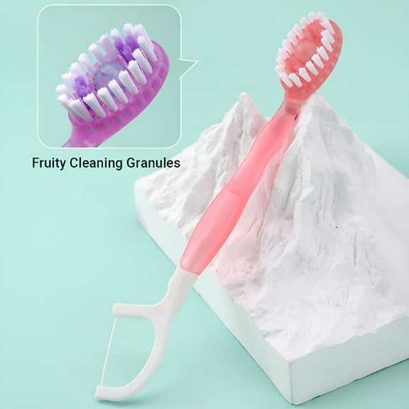 RAGUPEL 5 in 1 Toothbrush & Floss On The Go,5-1 Toothbrush Floss and Tongue Scrapper and Picker,Portable Oral Care for Travel Work,Disposable Soft Mini Toothbrush Travel Set (Mixed,10pcs)