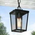 thumbnail image 3 of LNC Demar Black and Seeded Glass Modern/Contemporary Square LED Mini Pendant Light,9.1"H, 3 of 14