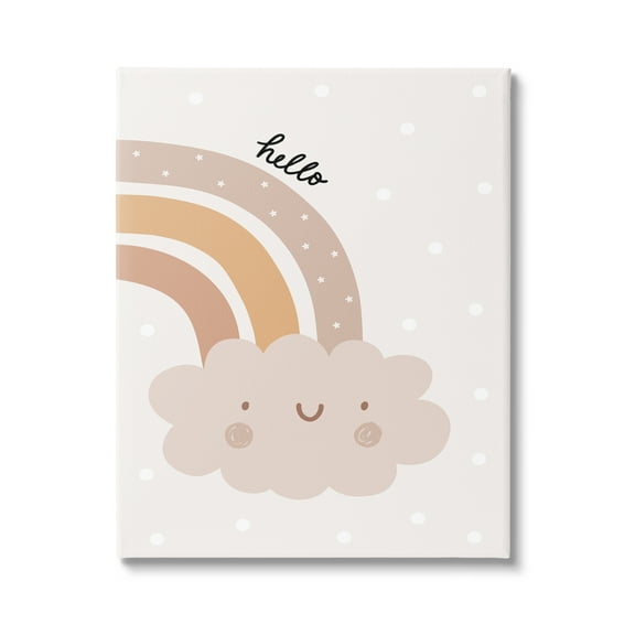 Stupell Industries Hello Earthy Rainbow Nature Painting Gallery Wrapped Canvas Print Wall Art, 30 x 40