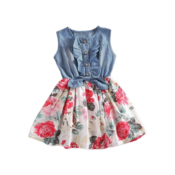 UAYOTSE Kids Girls Summer Short Sleeve Sundress Trendy Fashion A-line Dress Breathable for School Party Dance Wear Holiday Gift,Sizes 7-8 Years