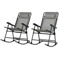 thumbnail image 1 of CoSoTower 2pc Patio Foldable Rocking Chair Set w/ Breathable Mesh Seat & Backrest, Headrest for Park, Backyard, Garden, Grey, 1 of 7