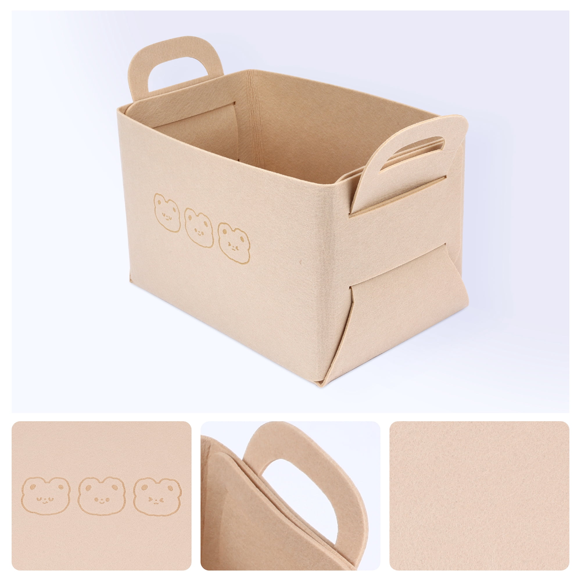 Unique Bargains 3 Pack Storage Cube with Handles Beige 14.2*9.8*9.1in
