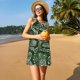 thumbnail image 3 of Easygdp Green Snakeskin para Vestido Transpirable de Mujer, Vestido Suelto de Manga Corta con Pliegues y Bolsillos para el Verano, 3 of 7