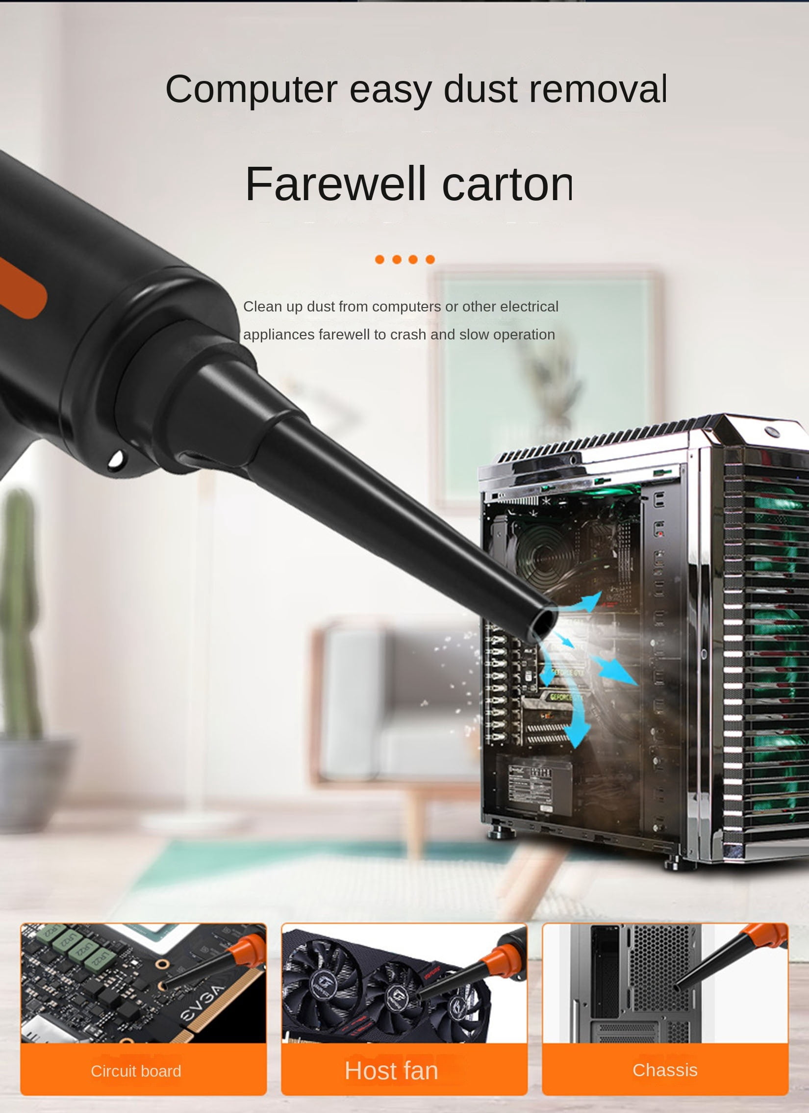 Compressed Air Duster 90000RPM Strongest Compressed Air Blower,Cordless Air Can Duster,11KPa Airflow Electric Blower,3-Gears Speed,7500mAh Battery,90W for Computer Keyboard Electronics Cleaning,Reusab