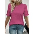 thumbnail image 4 of DOKOTOO Womens Tops Summer Short Sleeve Shirts Casual Crewneck Basic T-Shirts Knit Solid Loose Tee Blouses, 4 of 8
