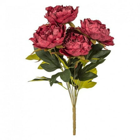 Burgundy 7 Open Peony Bouquet Artificial Flower