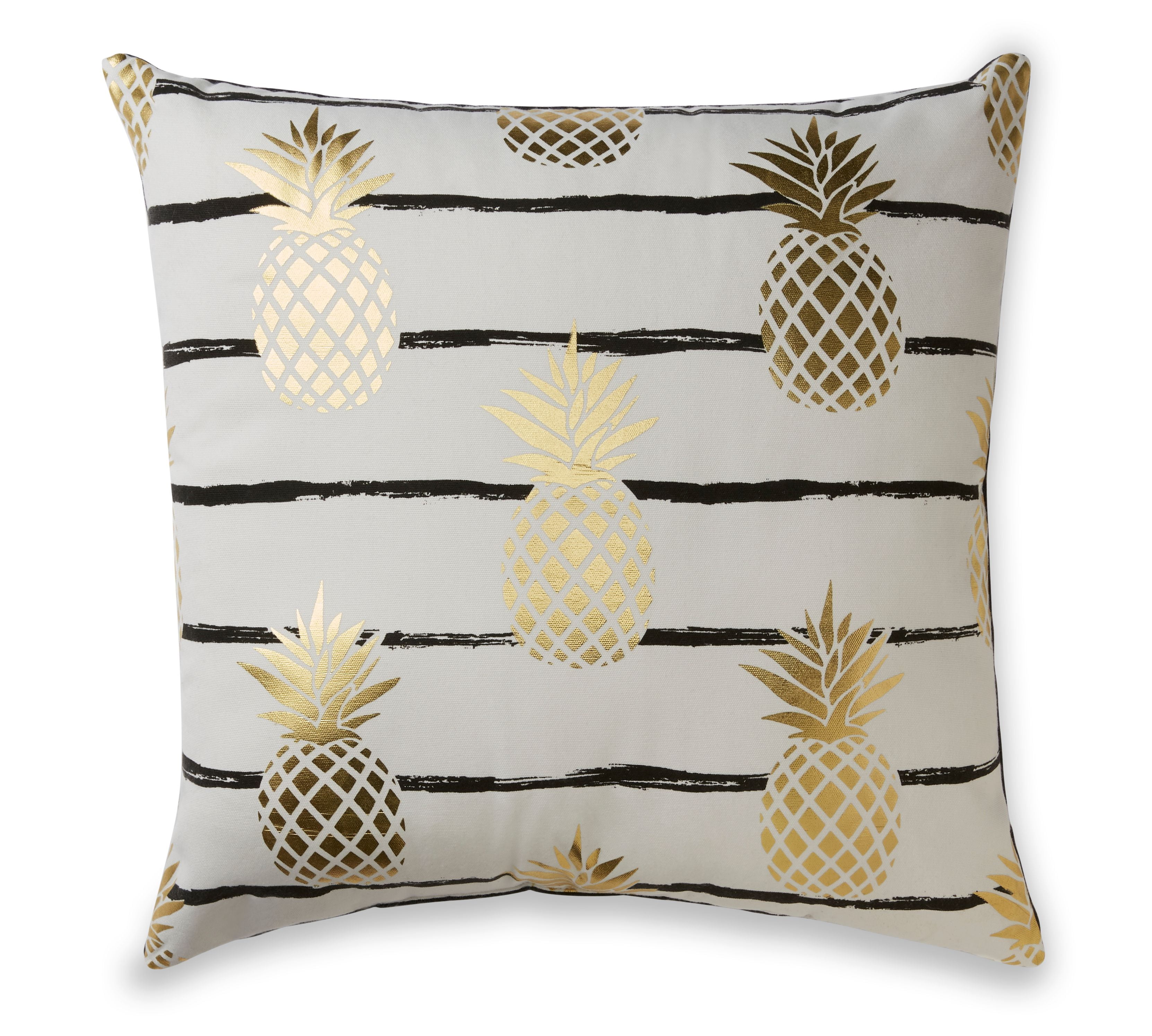Mainstays Stripe with Metallic Gold Pineapples Throw Pillow