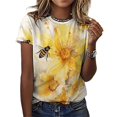 thumbnail image 3 of Bee And Flowers T Shirts Basic T-Shirt Short Sleeve Ladies Tee Shirt Summer Graphic Clothing, 3 of 5
