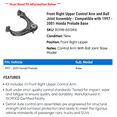 thumbnail image 2 of Front Right Upper Control Arm and Ball Joint Assembly - Compatible with 1997 - 2001 Honda Prelude Base 1998 1999 2000, 2 of 2