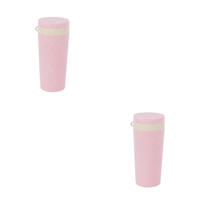 Yuarrent Trigo Deportes Botella Agua Leche Hervidor Estilo simple Coche Vaso Boca ancha Vaso para viajes al aire libre Rosa Rosa 2Conjunto