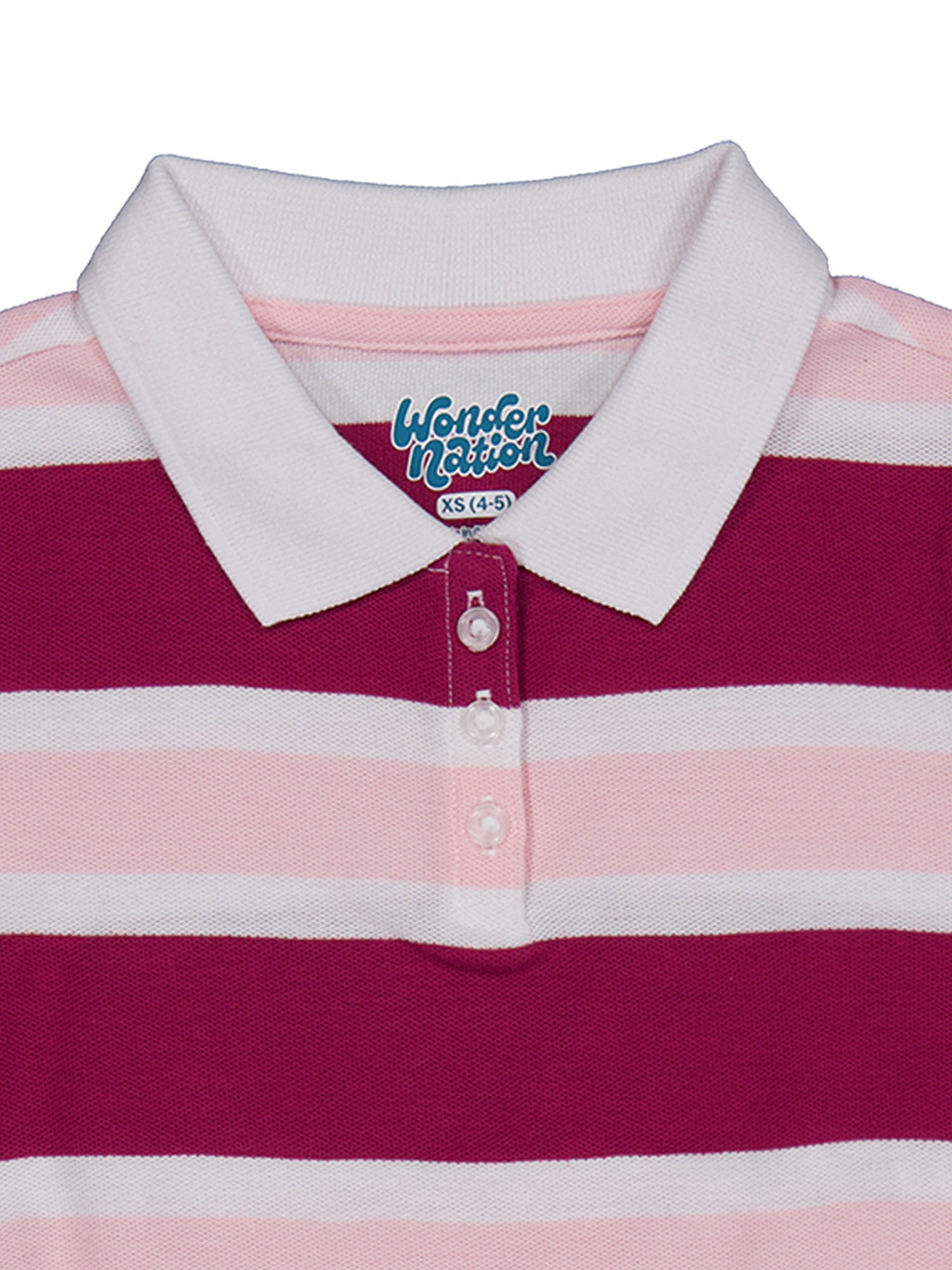 Wonder Nation Girls Side Ruched Polo Shirt with Short Sleeves, Sizes 4-18