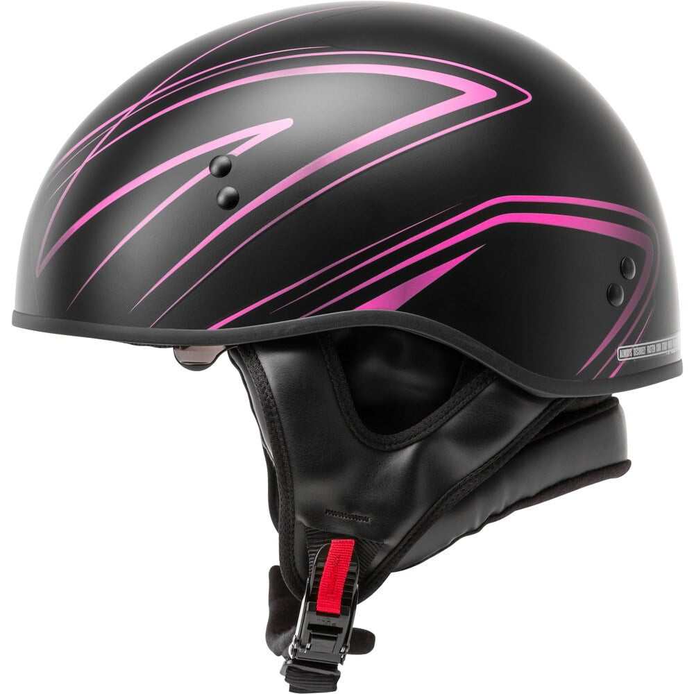 Gmax Hh-65 Half Helmet Torque Naked Matte Black/Pink Md 